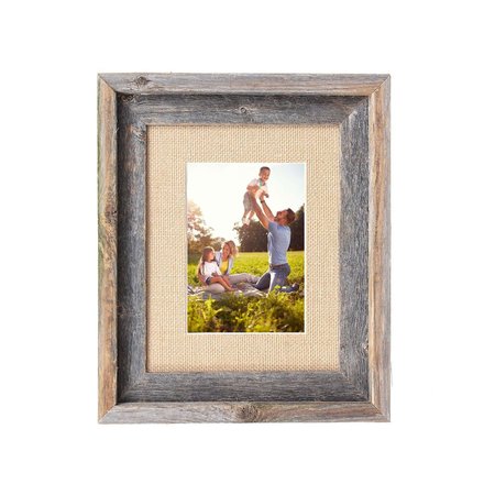 BARNWOODUSA Rustic Signature Reclaimed 11x14 Wood Picture Frame (8x10 Burlap Mat) 672713212201